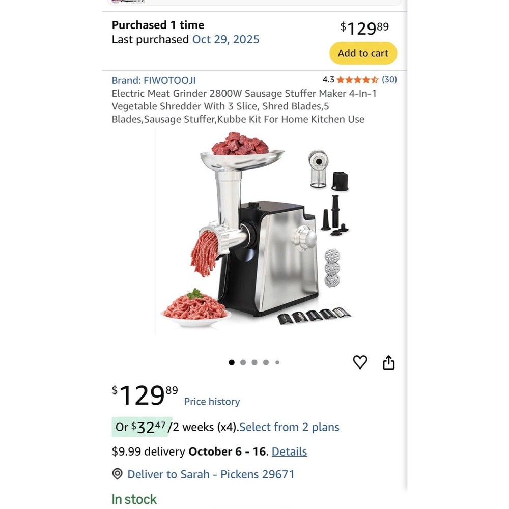 2800W Electric Meat Grinder 5-in-1 Sausage/Kibbe/Slicer,110-120V